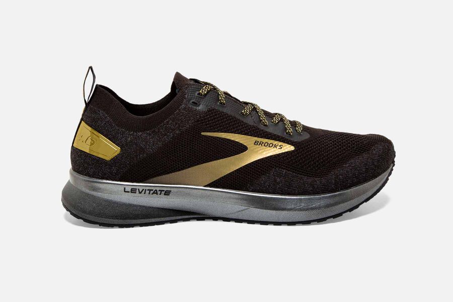 Brooks Levitate 4 Mens UK - Road Running Shoes - Black/Gold 054-CKEAIN